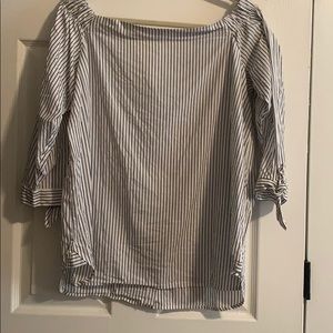 Banana Republic Off the Shoulder Pinstripe Blouse